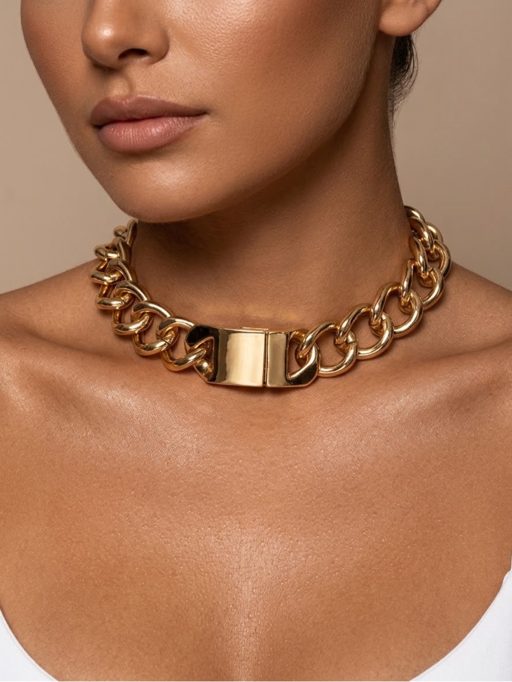 High Quality Gold Chunky Chain Choker Necklace